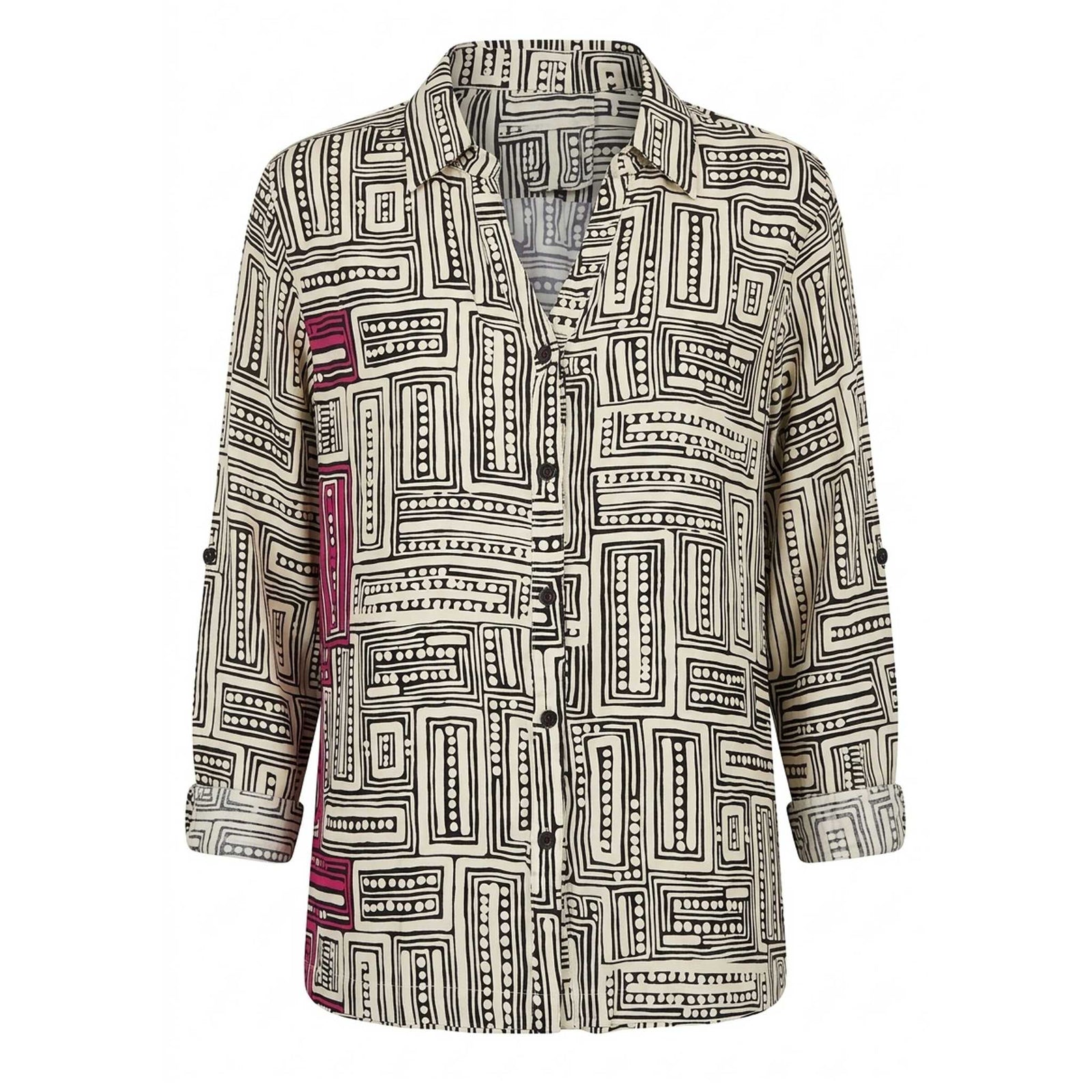 Black White Fuchsia Embellished Shirt
