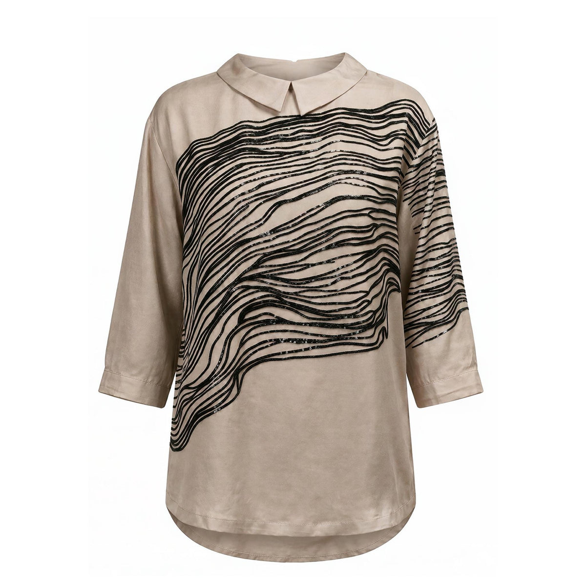 IEVA - Ivory Grey Embellished Contour Top, buy at DOORS NYC