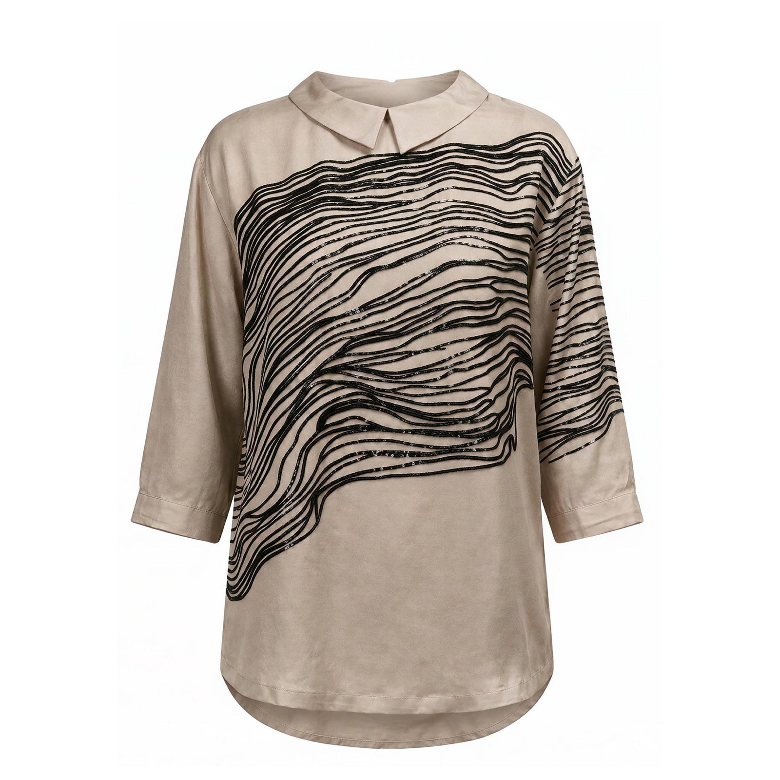 IEVA - Ivory Grey Embellished Contour Top, buy at DOORS NYC