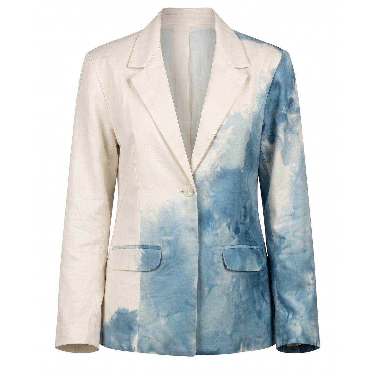 Ivory Sky Blue Printed Tailored Blazer