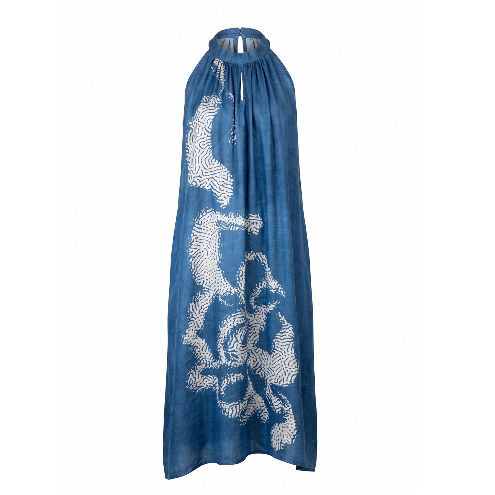 Indigo Ivory Halter Midi Dress