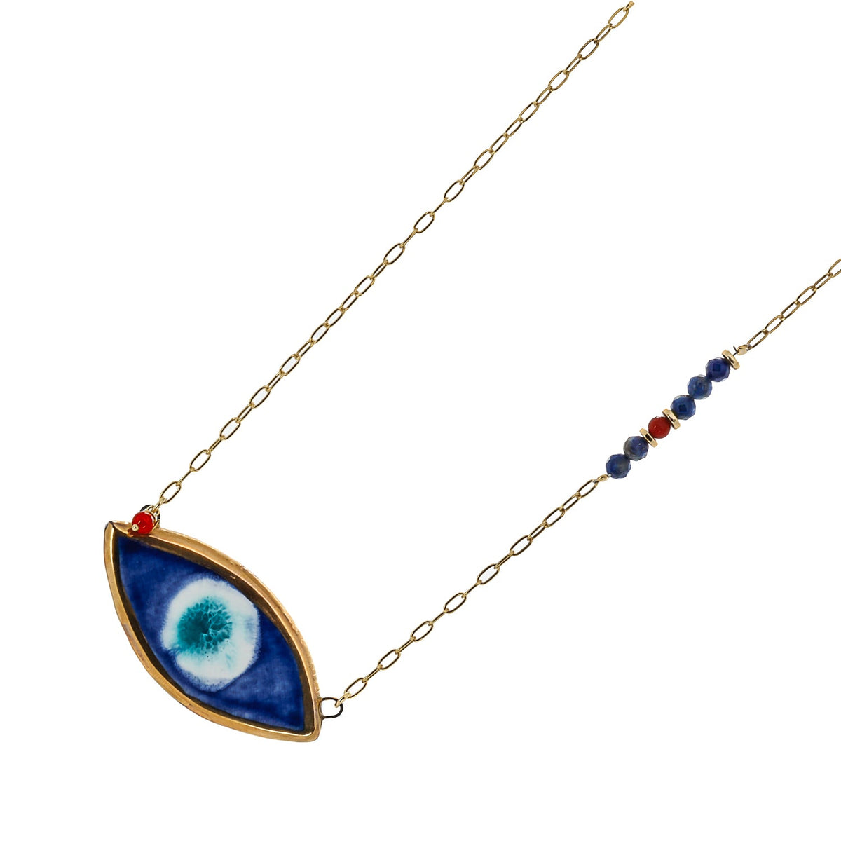 Symbolic Beauty - Ceramic Evil Eye Pendant Necklace.