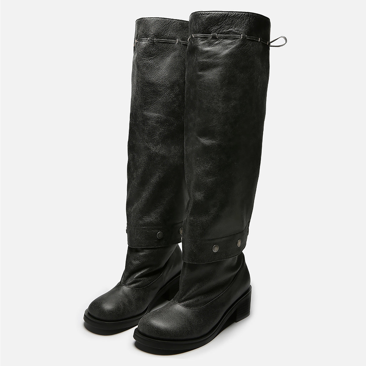 Grey Slouchy Convertible 
Leather Boots