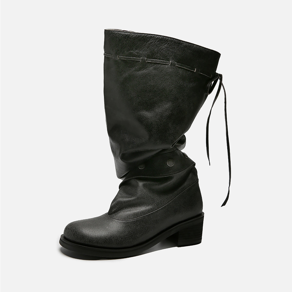 Grey Slouchy Convertible 
Leather Boots