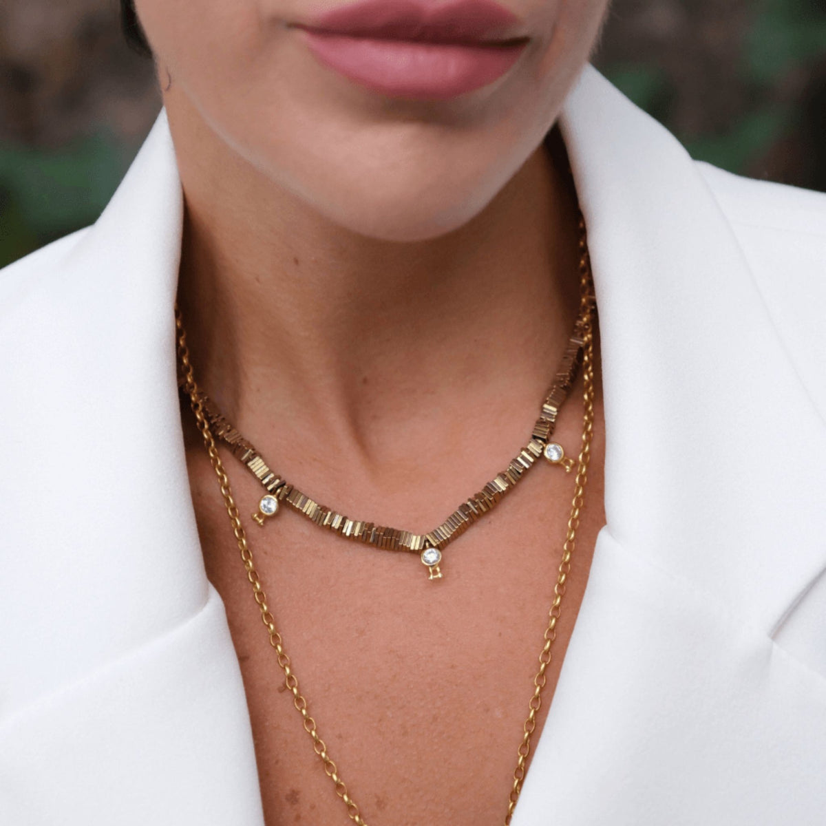 LINYA JEWELRY - Hematite Stone Necklace, buy at DOORS NYC