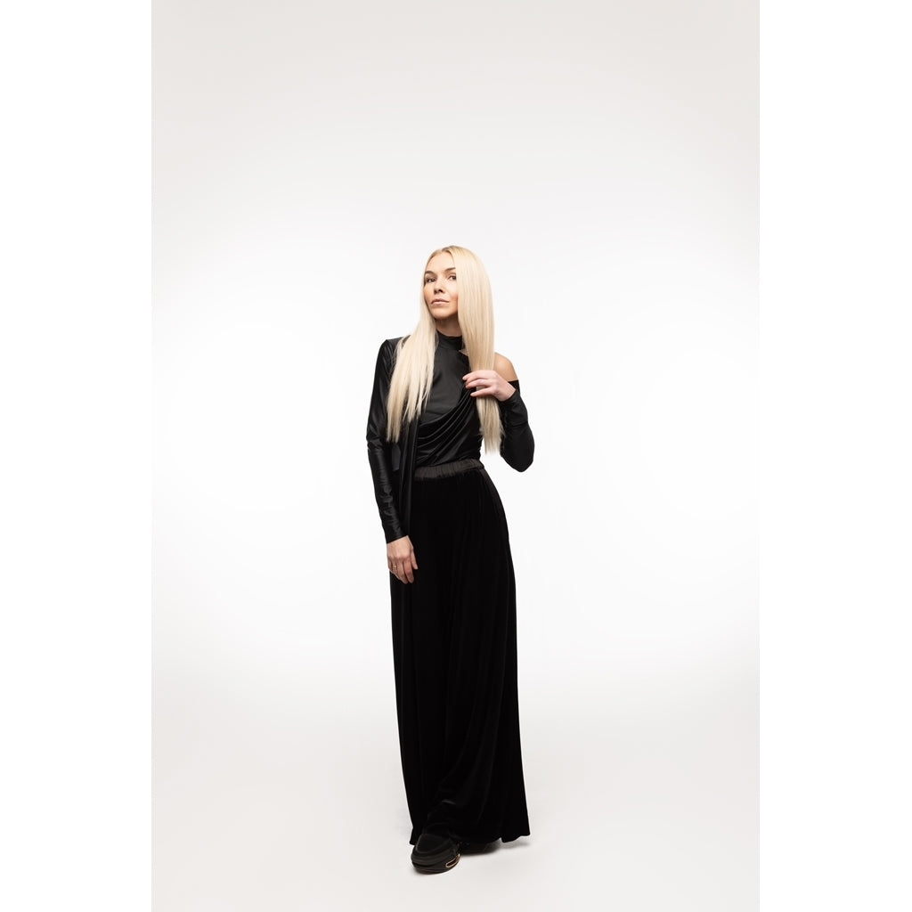 JULIA ALLERT - Draped Shoulder Long-Sleeve Blouse | Black, buy at DOORS NYC