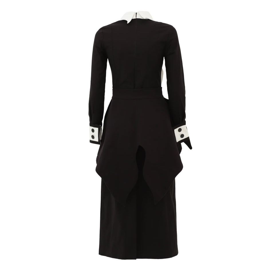 JULIA ALLERT - Peplum Belted Dress | Black buy at doors.nyc