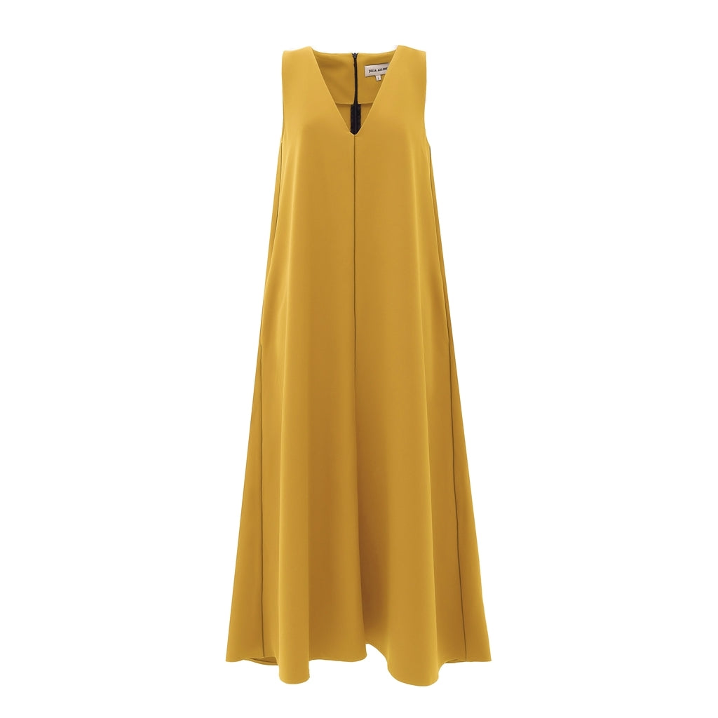 Casual V-Neck Maxi Dress | Mustard