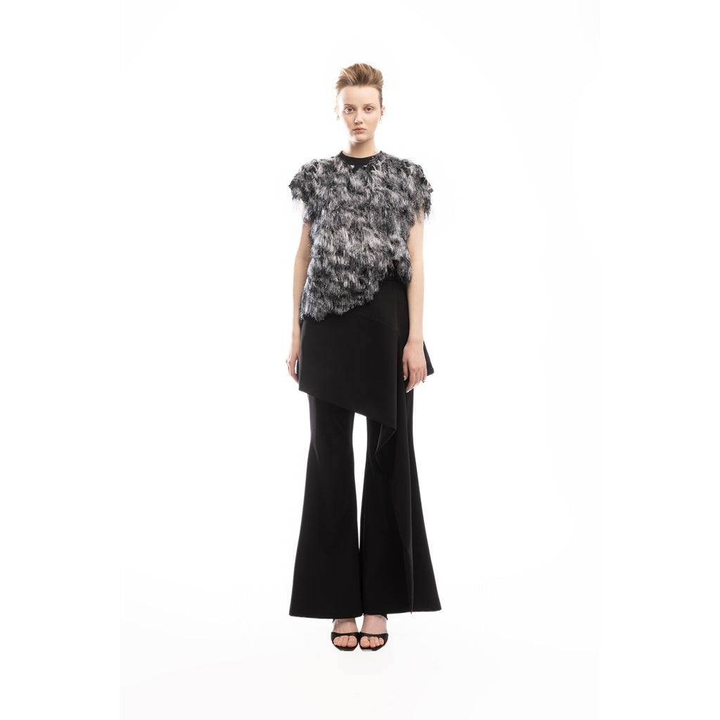 JULIA ALLERT - Asymmetric Overlay Flared Trousers | Black buy at DOORS NYC
