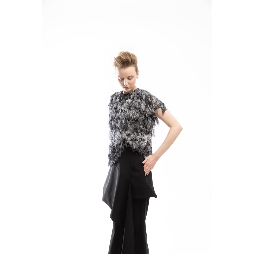 JULIA ALLERT - Asymmetric Overlay Flared Trousers | Black buy at DOORS NYC