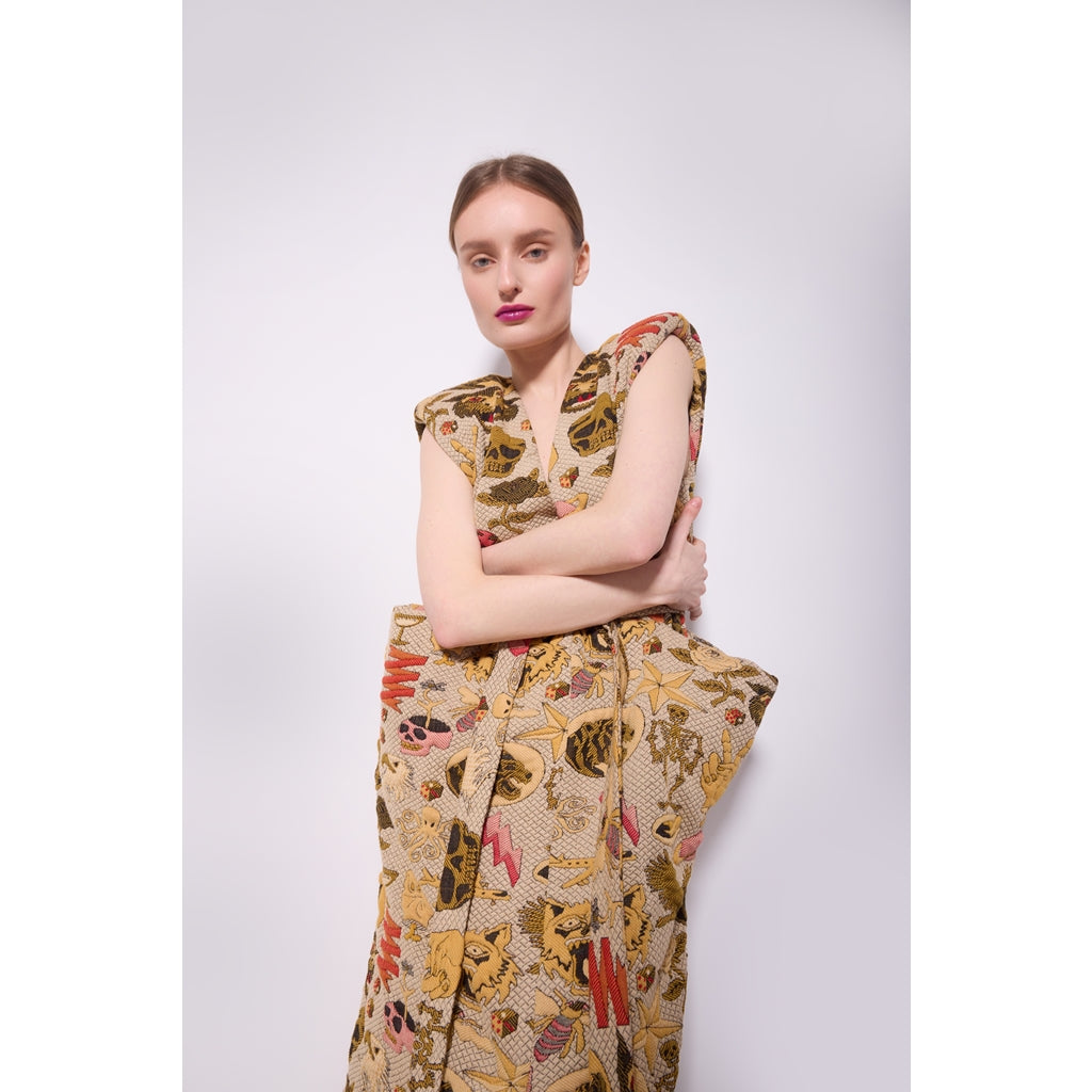 JULIA ALLERT - Jacquard Midi Dress With Bold Shoulders, buy at DOORS NYC