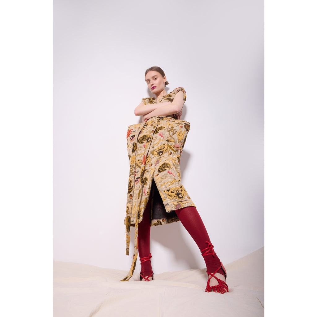 JULIA ALLERT - Jacquard Midi Dress With Bold Shoulders, buy at DOORS NYC