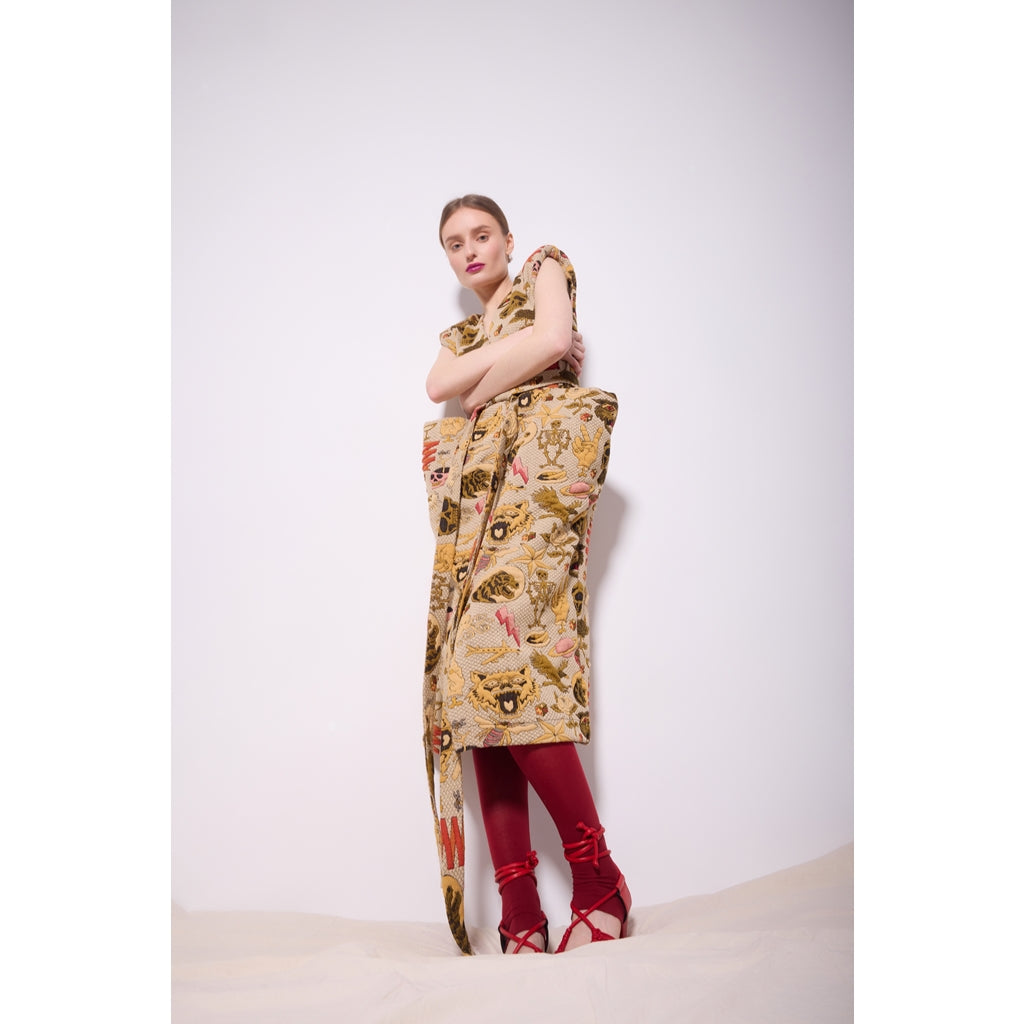 JULIA ALLERT - Jacquard Midi Dress With Bold Shoulders, buy at DOORS NYC