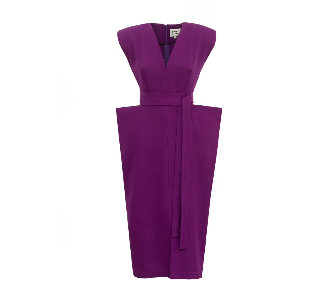 Midi Dress With Bold Shoulders | Violet