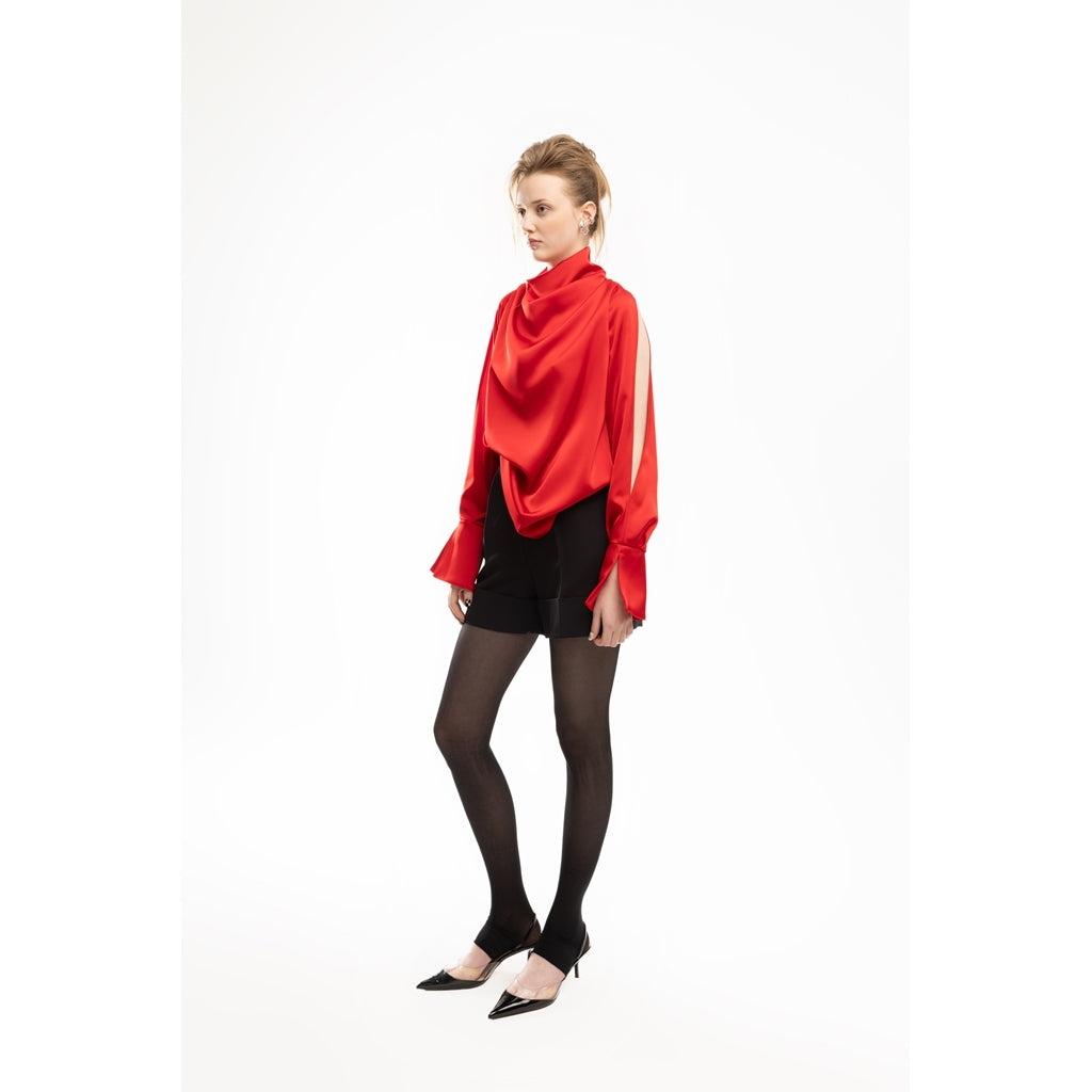 JULIA ALLERT - Satin Longsleeve Blouse | Red, buy at DOORS NYC