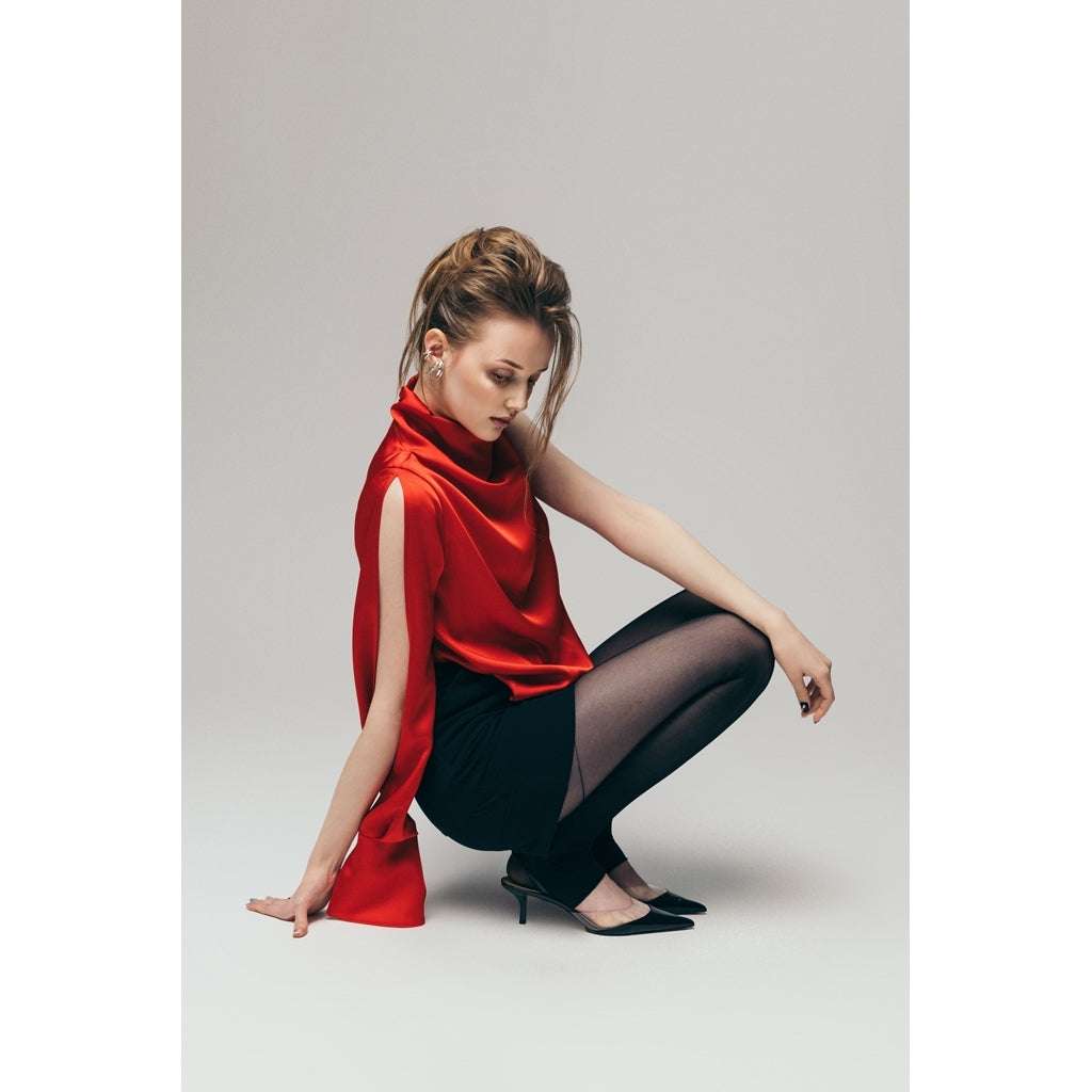 JULIA ALLERT - Satin Longsleeve Blouse | Red, buy at DOORS NYC