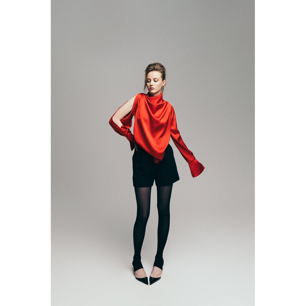 JULIA ALLERT - Satin Longsleeve Blouse | Red, buy at DOORS NYC