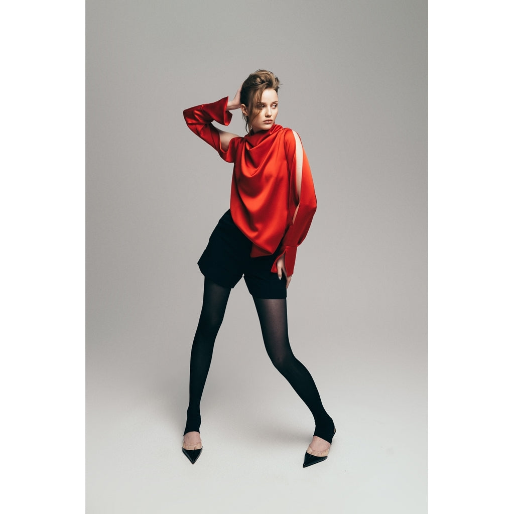 JULIA ALLERT - Satin Longsleeve Blouse | Red, buy at DOORS NYC