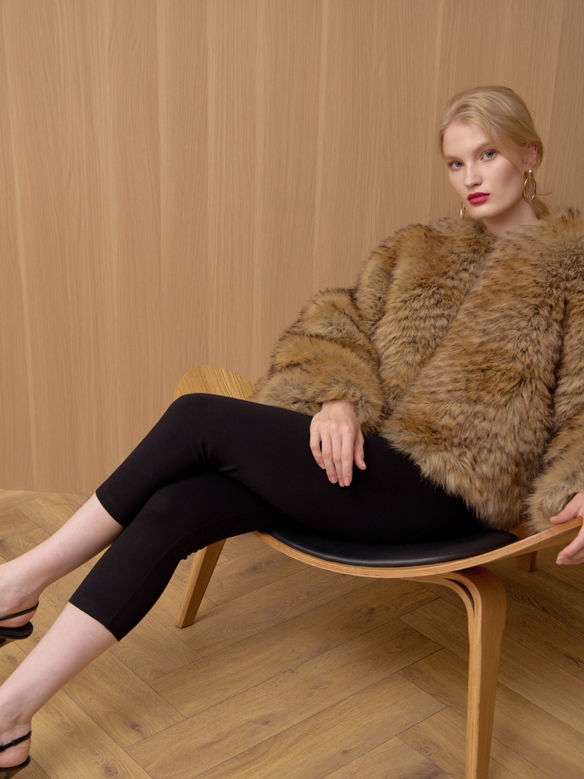 Gilda Brown Raccoon Faux Fur Bomber