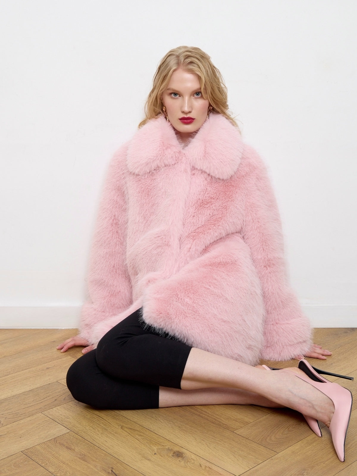 Leonor Snow Hare Faux Fur Coat