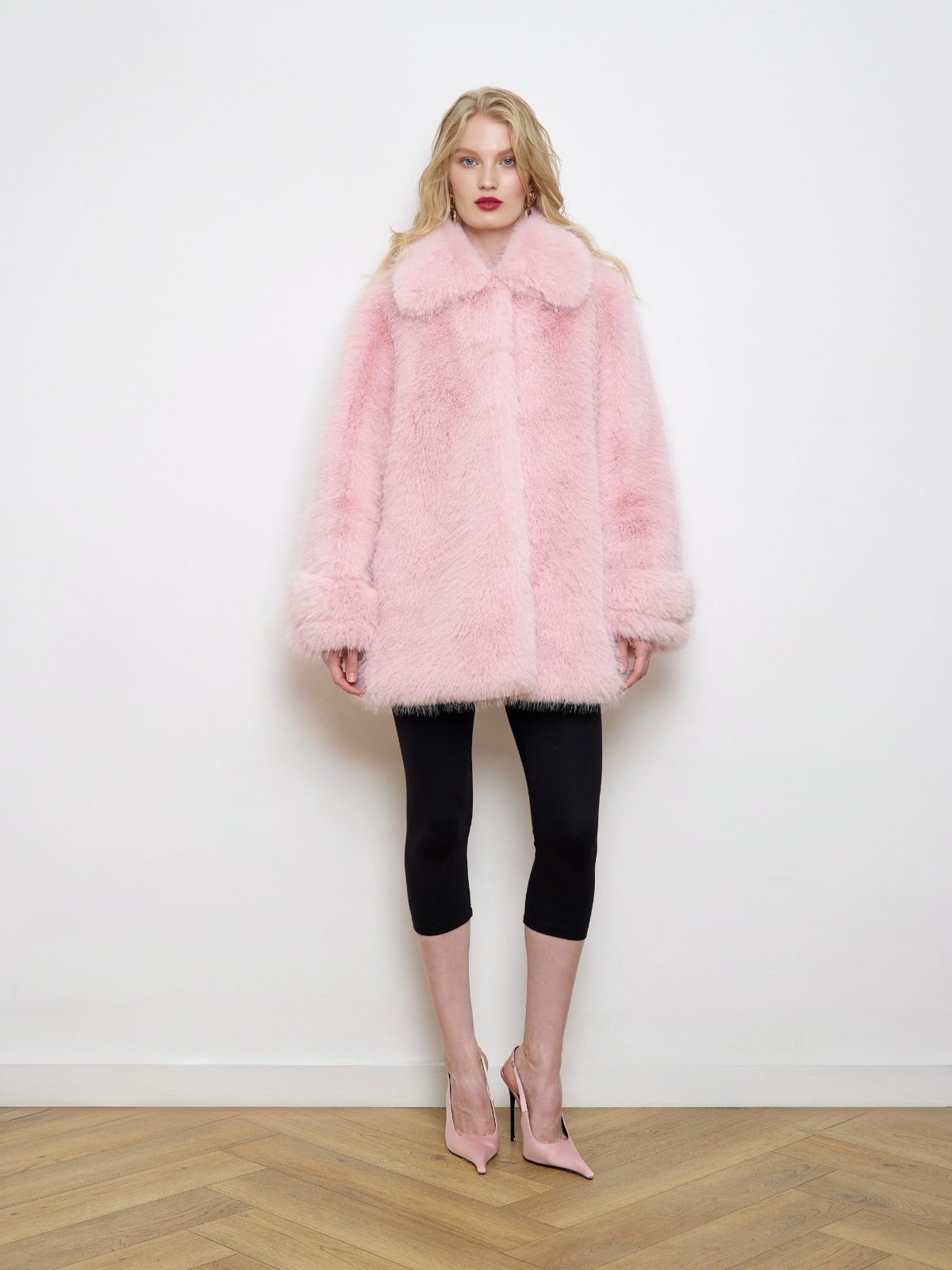 Leonor Snow Hare Faux Fur Coat