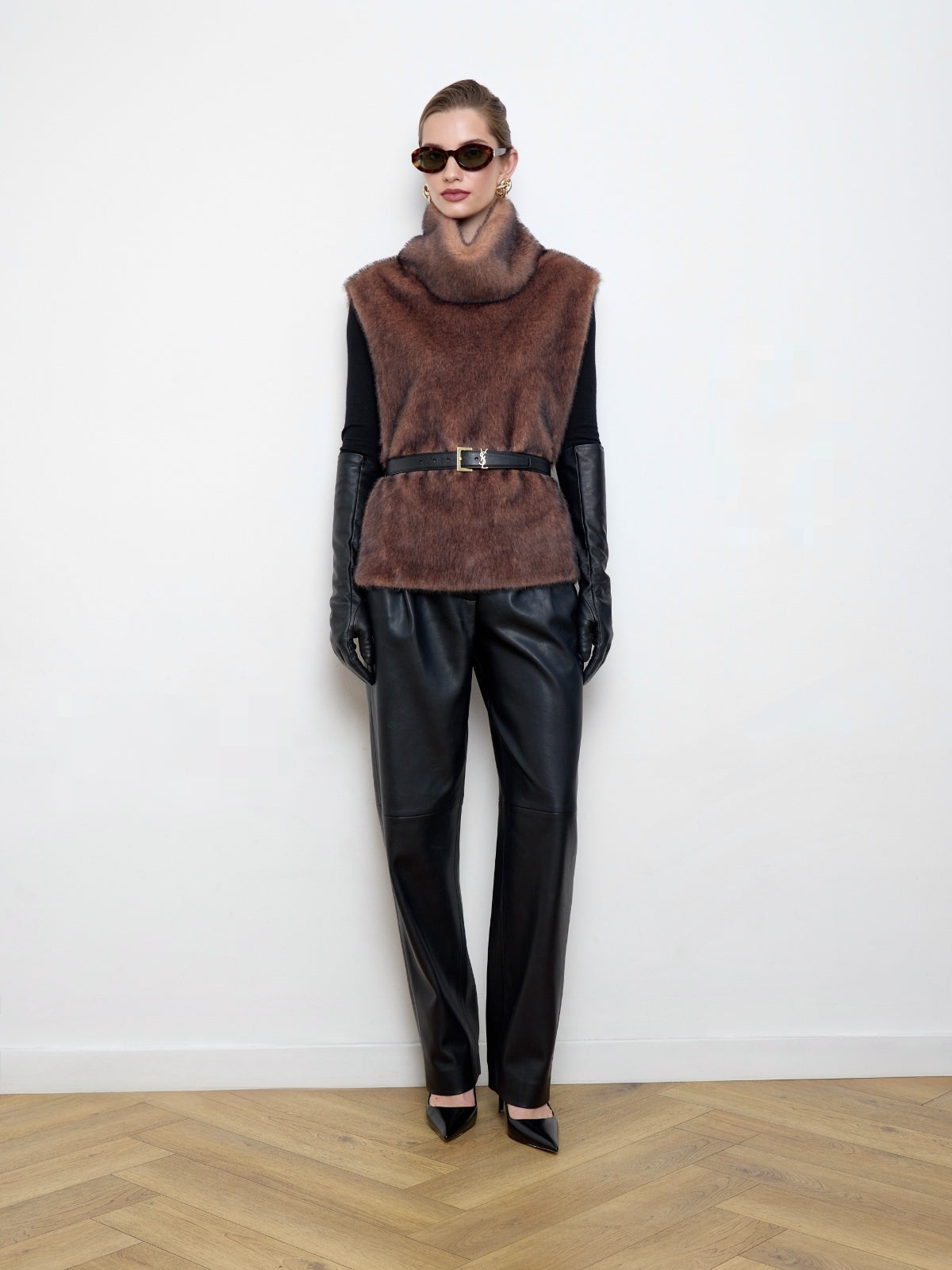 Faux Mink Fur Brown Dickey