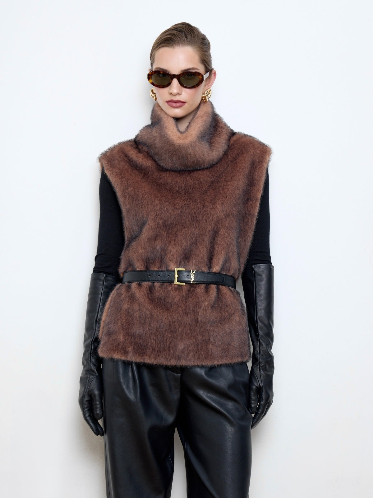 Faux Mink Fur Brown Dickey