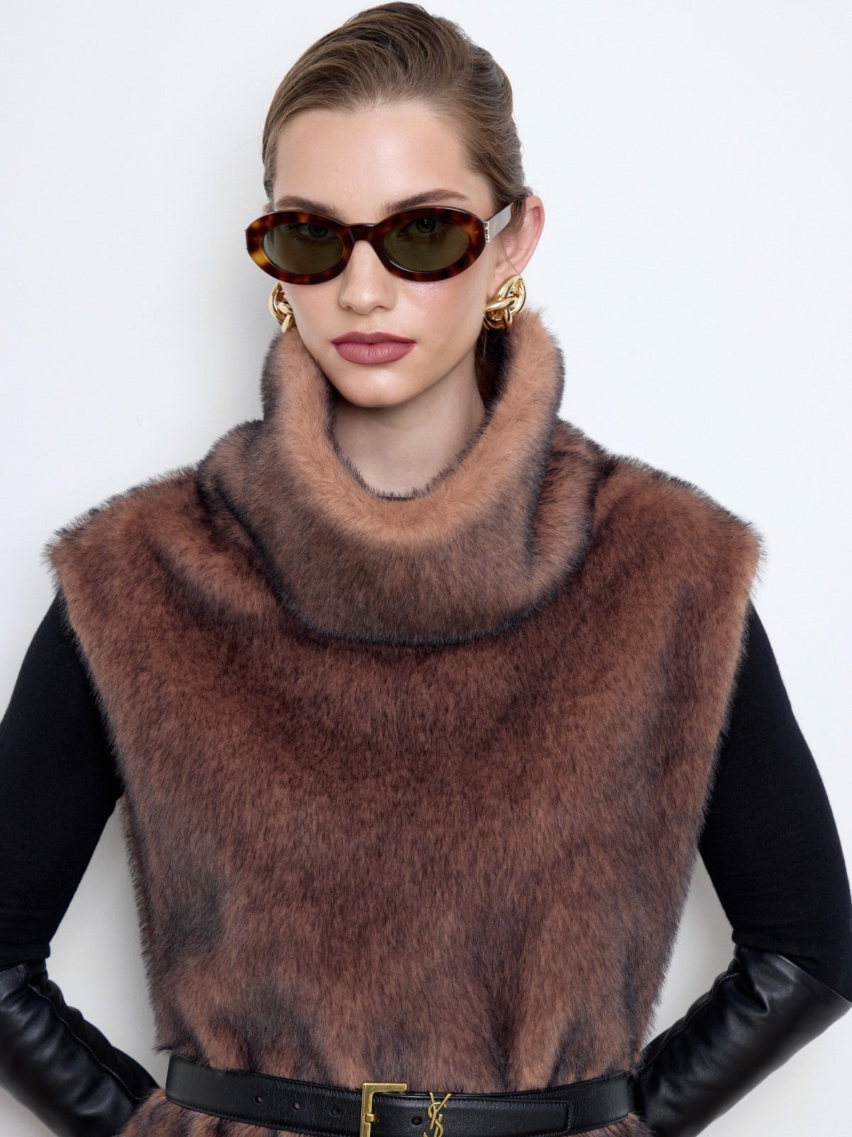 Faux Mink Fur Brown Dickey