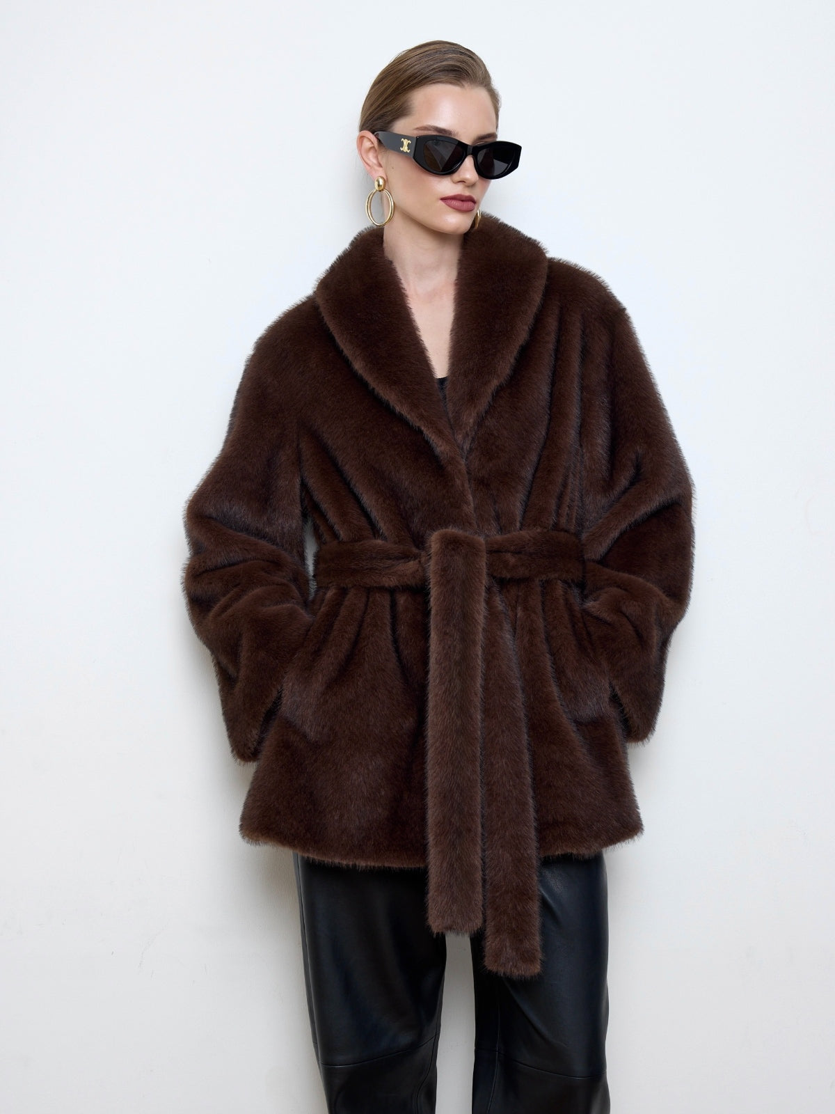 Eva Faux Mink Brown Fur Coat