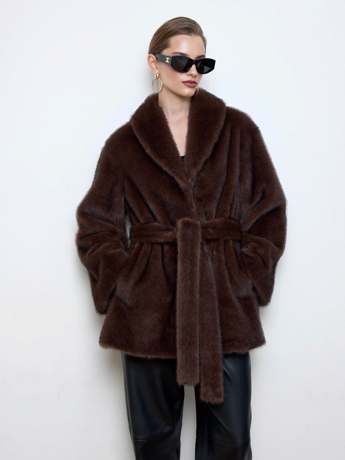 Eva Faux Mink Brown Fur Coat