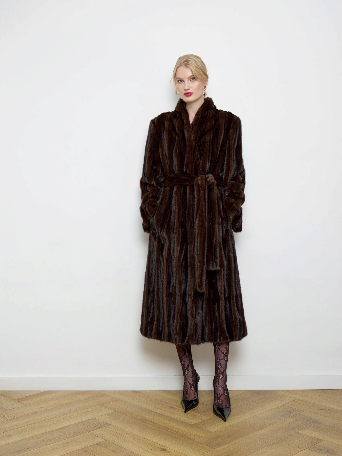 Francesca Patchwork Faux Mink Fur Coat