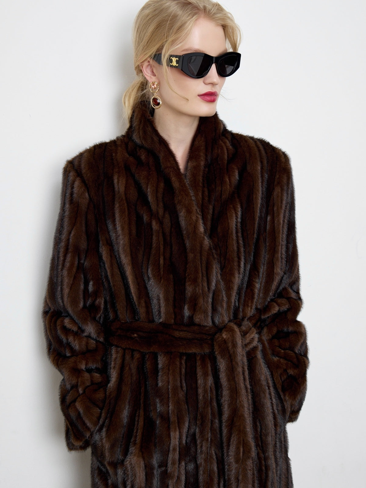 Francesca Patchwork Faux Mink Fur Coat
