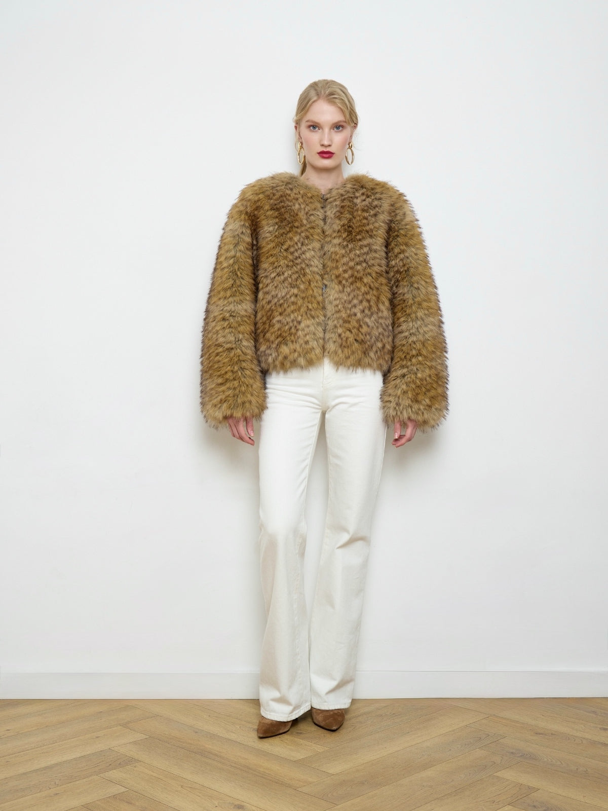 Gilda Brown Raccoon Faux Fur Bomber