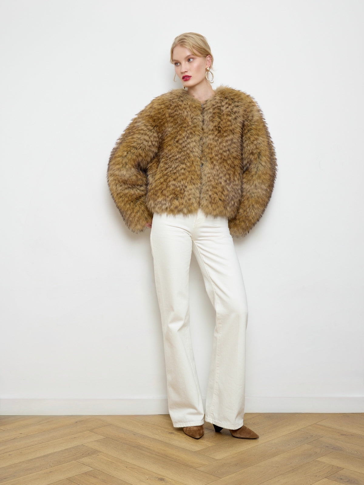 Gilda Brown Raccoon Faux Fur Bomber