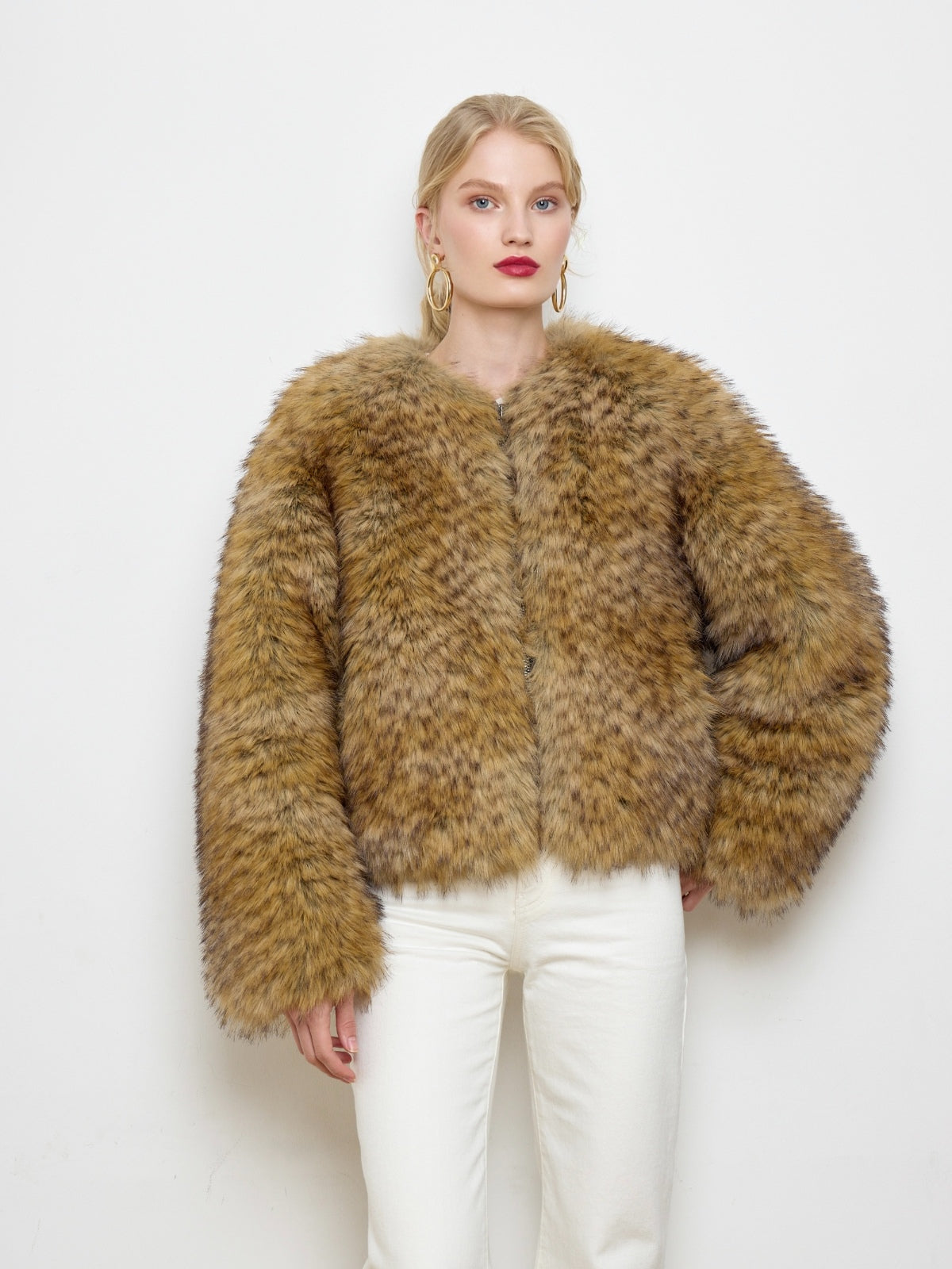 Gilda Brown Raccoon Faux Fur Bomber