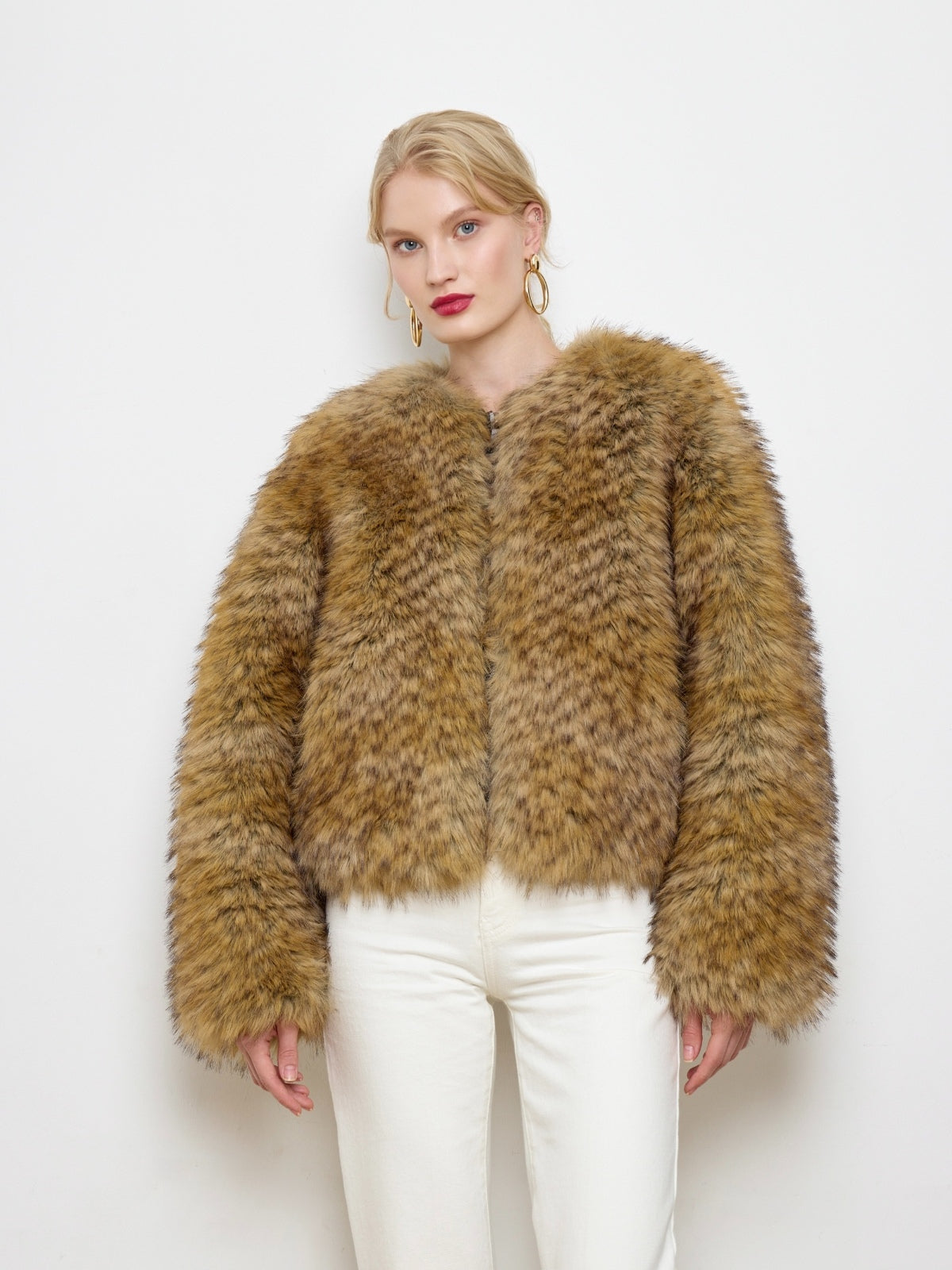 Gilda Brown Raccoon Faux Fur Bomber