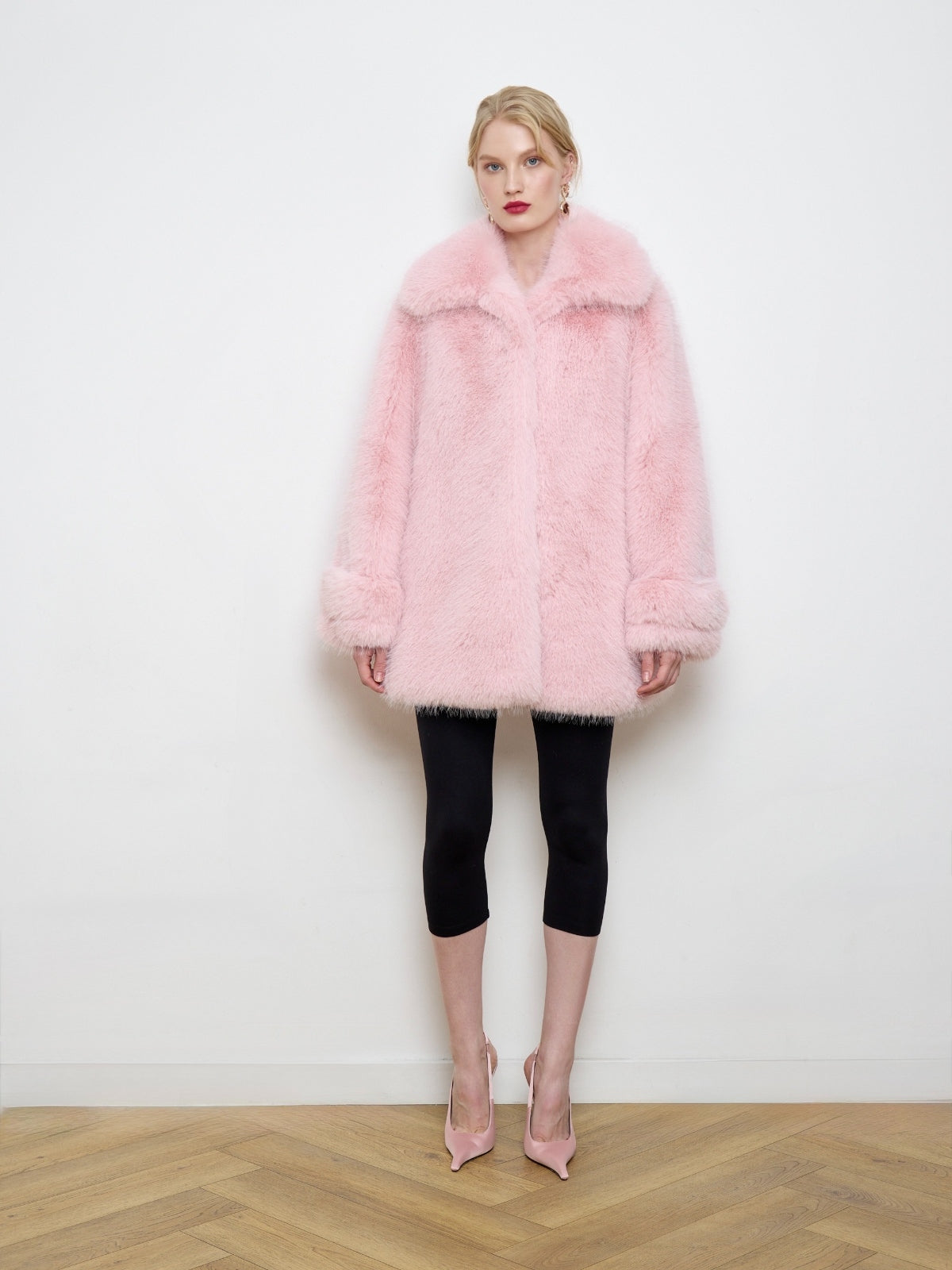 Leonor Snow Hare Faux Fur Coat