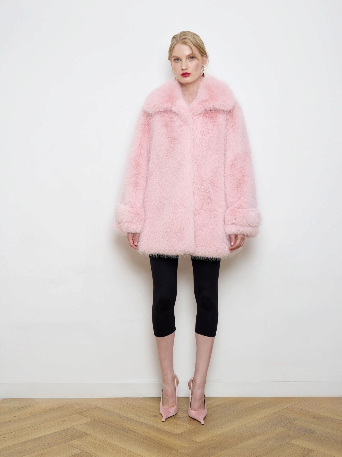 Leonor Snow Hare Faux Fur Coat