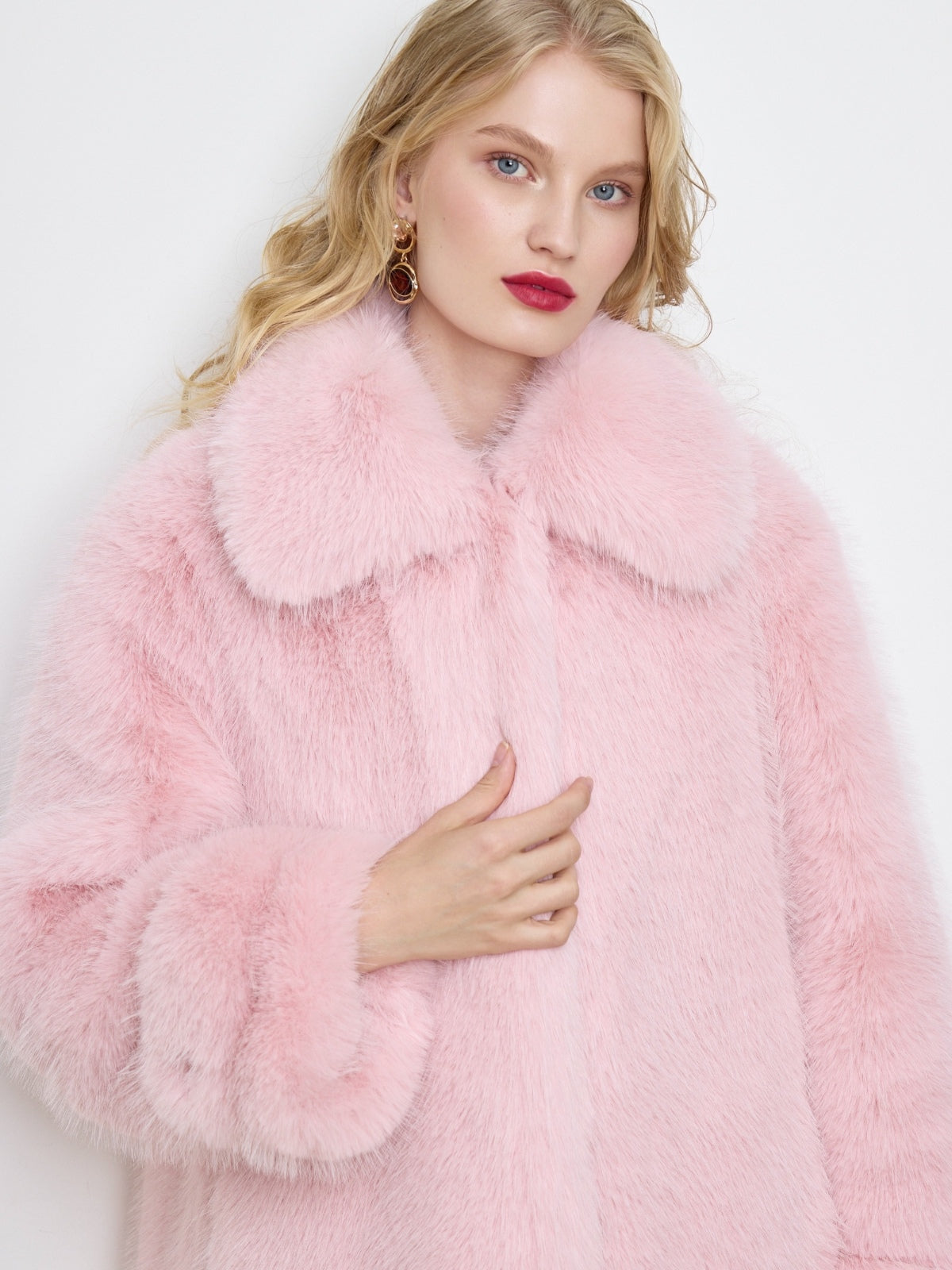 Leonor Snow Hare Faux Fur Coat