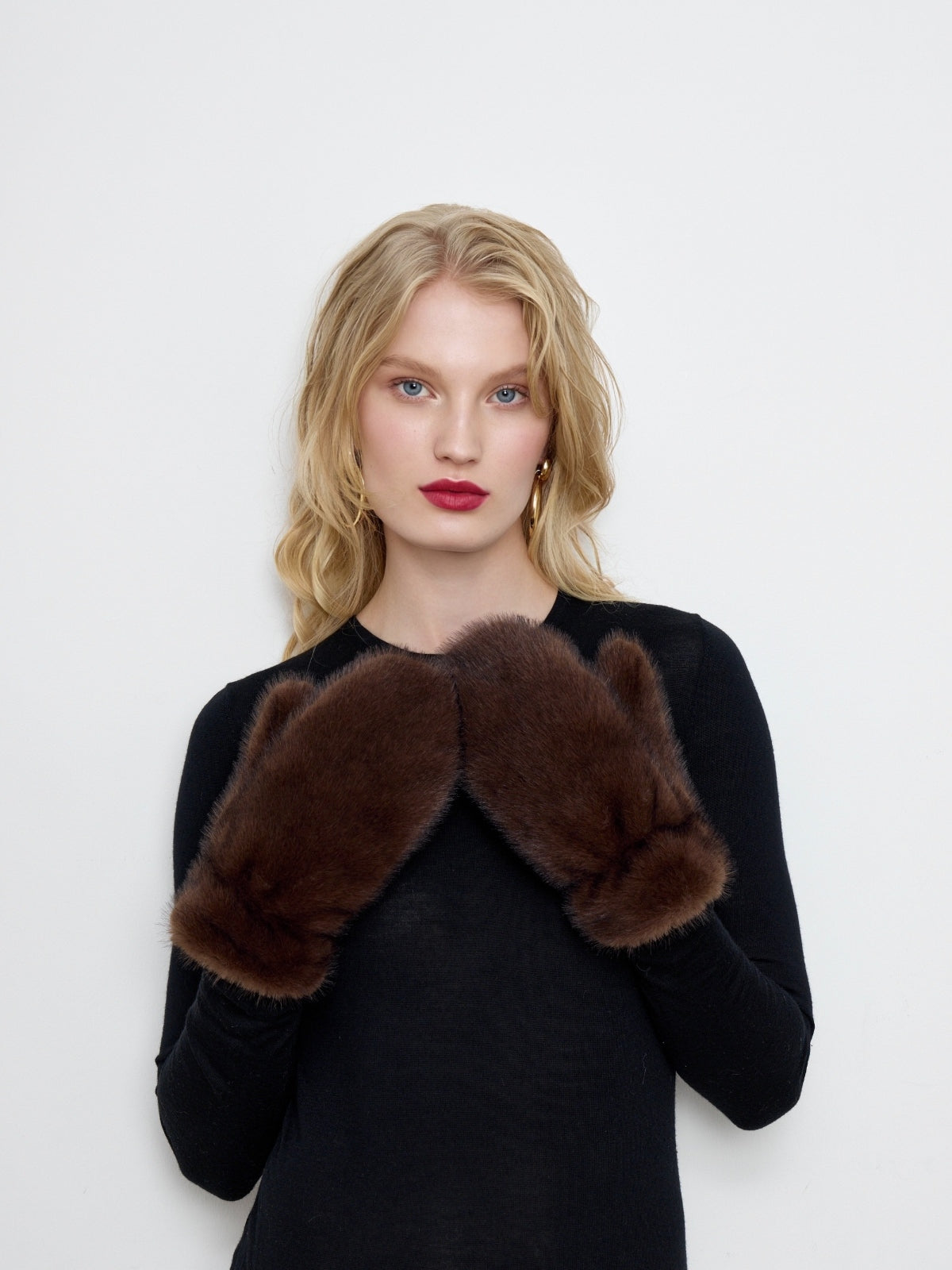 Faux Mink Fur Mittens