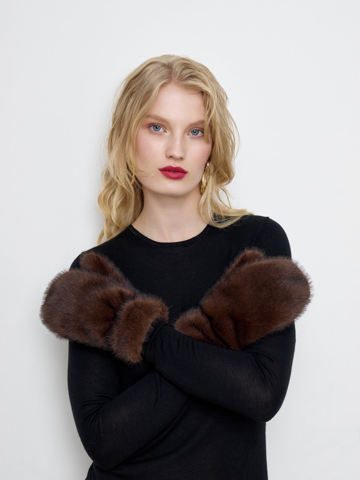 Faux Mink Fur Mittens