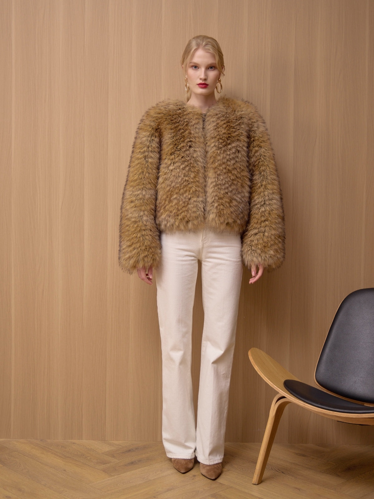 Gilda Brown Raccoon Faux Fur Bomber