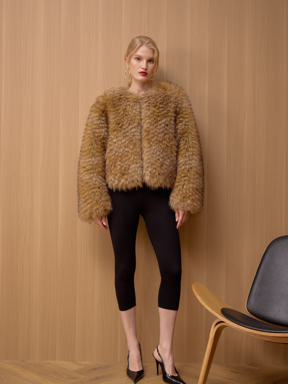 Gilda Brown Raccoon Faux Fur Bomber