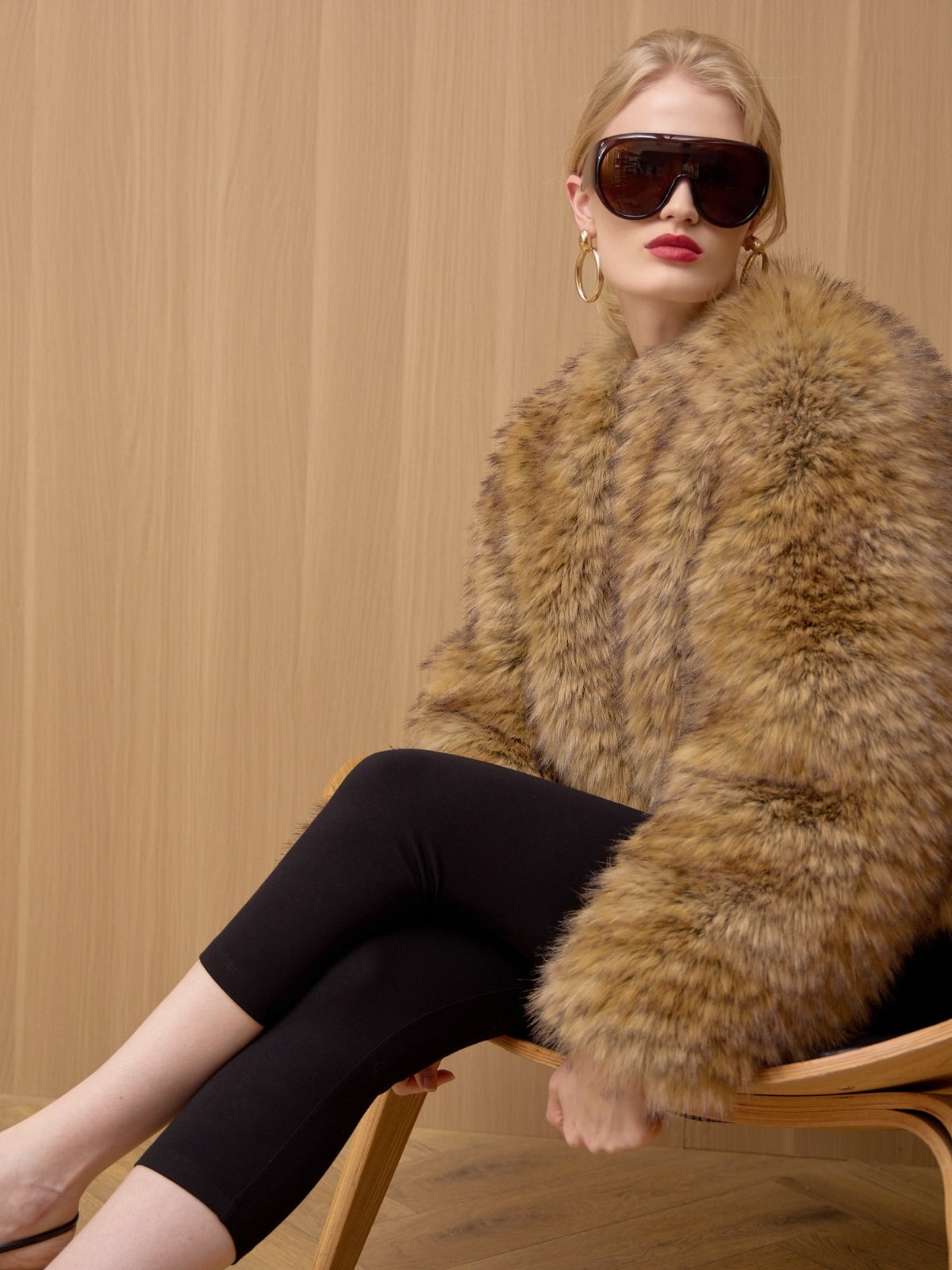 Gilda Brown Raccoon Faux Fur Bomber