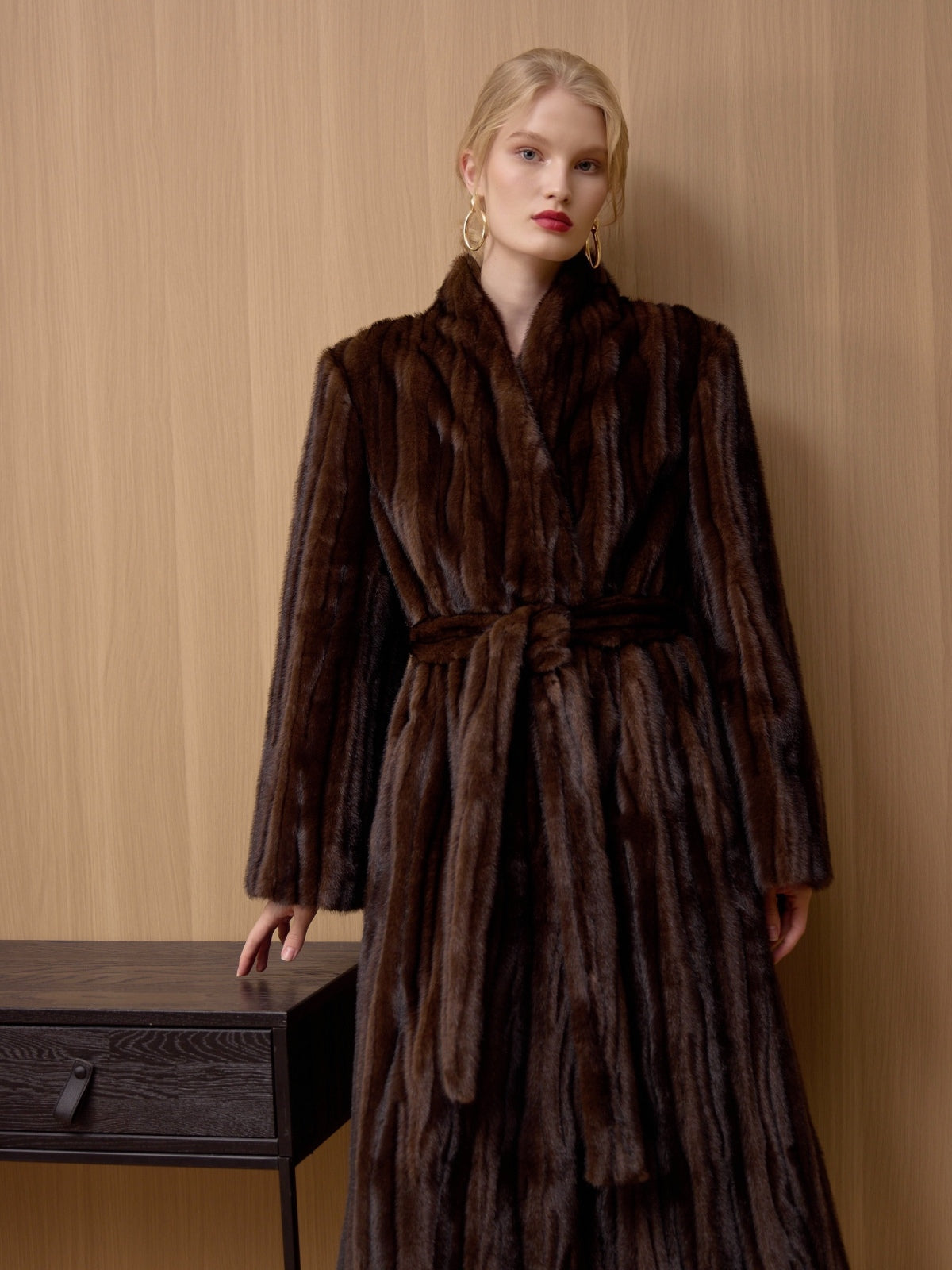 Francesca Patchwork Faux Mink Fur Coat