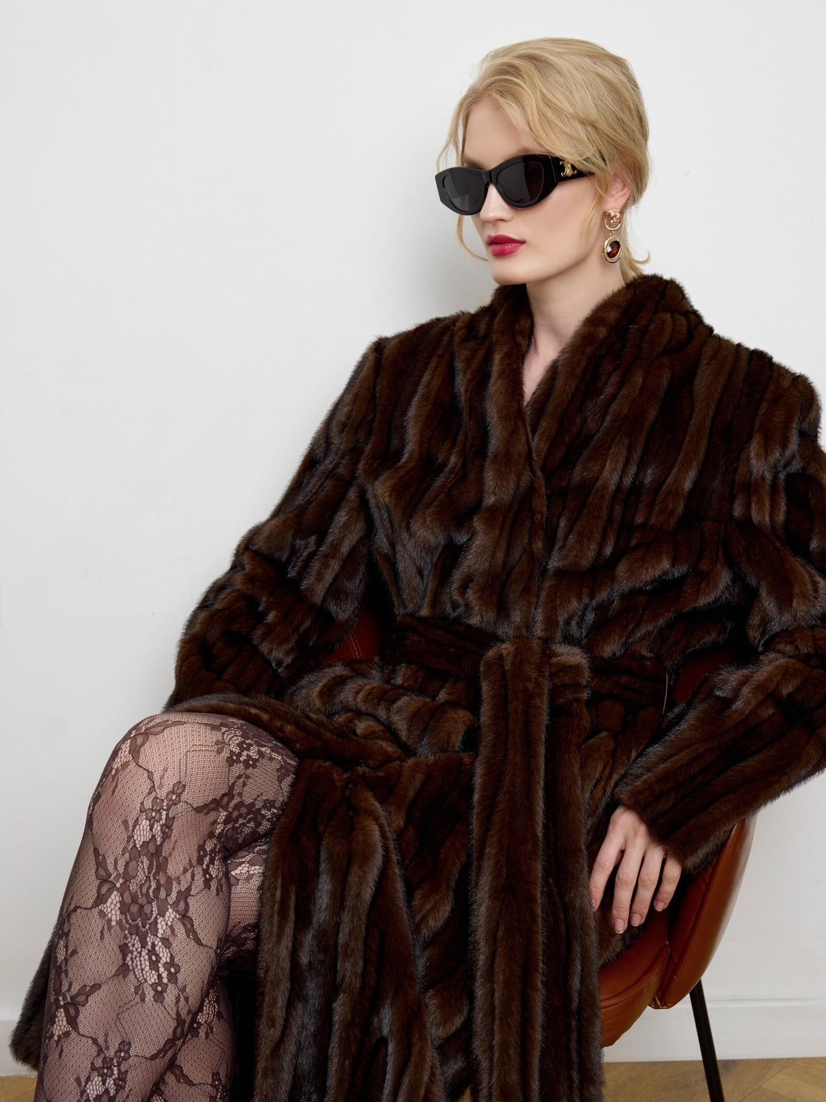 Francesca Patchwork Faux Mink Fur Coat