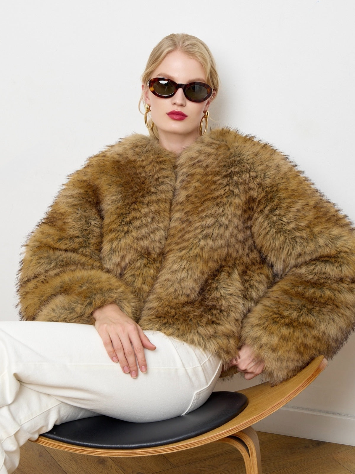 Gilda Brown Raccoon Faux Fur Bomber