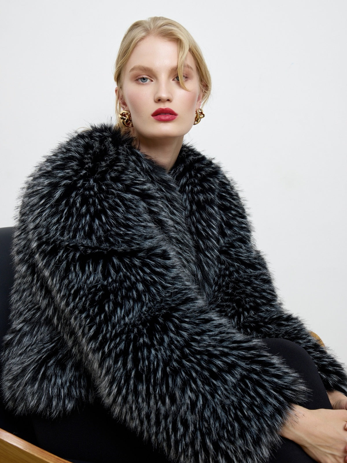 Gilda Black Raccoon Faux Fur Bomber