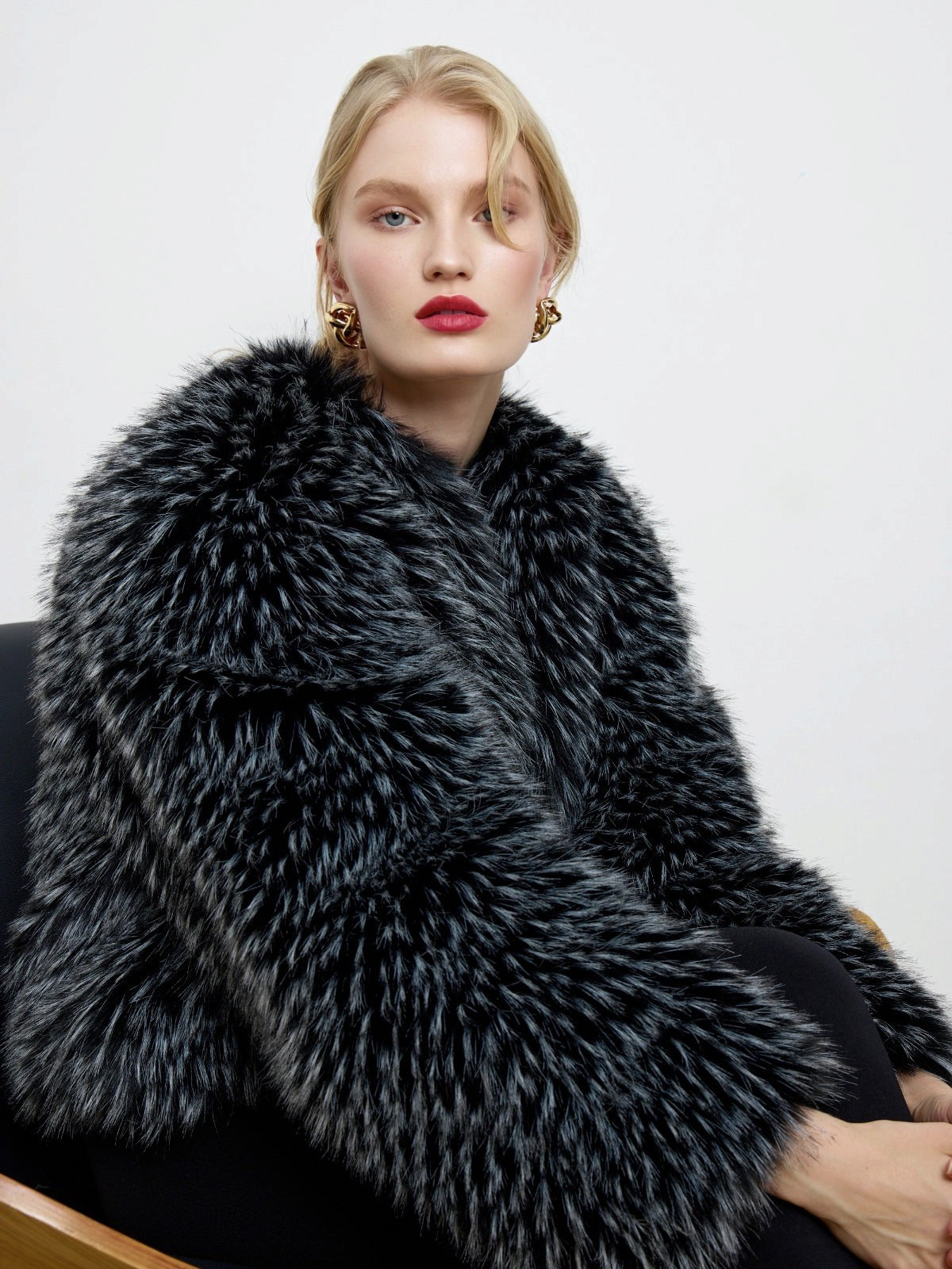 Gilda Black Raccoon Faux Fur Bomber