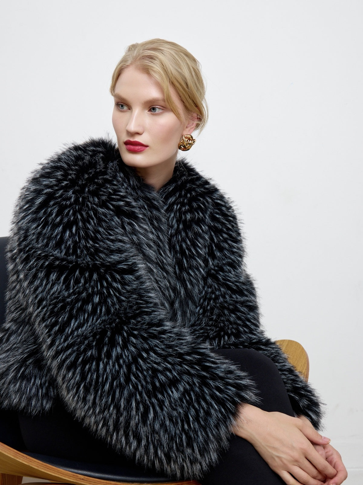 Gilda Black Raccoon Faux Fur Bomber